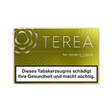 Packung Tabaksticks IQOS Terea Yellow Green. Hellgrüne Packung mit silbener Terea und Iluma Aufschrift.