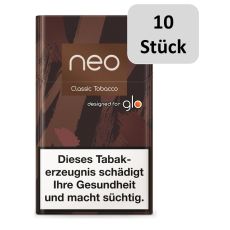 Stange Tabaksticks Neo Dark Tobacco. Braun-schwarz mamorierte Schachtel mit Neo und Glo Logo mit 10 Stück Buttom.