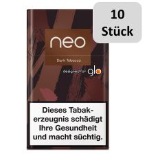 Stange Neo Tabaksticks Tobacco Dark. Zehn Packungen braun-schwarz mamoriert mit Neo Logo.