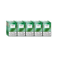 Stange Neo Tabaksticks Green Switch. Zehn Packungen mit grün geschwungene Streifen.