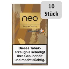 Stange Neo Tabaksticks Rounded Tobacco. Braun-ocker-beige mamoriert Schachtel mit goldenem Neo Logo und 10 Stück Buttom.