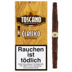 Packung Toscano Zigarren Classico 5 Stück. Schachtel mit 5 Stück Toscano Zigarren Classico.