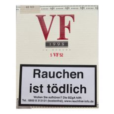 Packung VegaFina Zigarren 1998 VF 52 mit einem Inhalt von 5 Stück Zigarrren. Länge 135 mm und Durchmesser 20,6 mm.