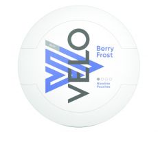 Dose Velo Kautabak Berry Frost Easy 14g mit 20 Stück Chew Bags. 20 Stück Nikotin Pouches Velo Berry Frost Easy in der 14g Kunststoffdose.