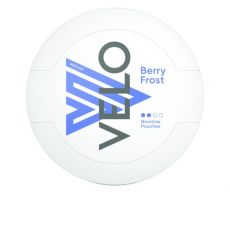 Dose Velo Kautabak Velo Berry Frost Medium 14g mit 20 Stück Chew Bags. 20 Stück Nikotin Pouches Velo Berry Frost Medium in der 14g Kunststoffdose.