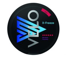 Dose Velo Kautabak X-Freeze Max 24g mit 18 Stück Chew Bags. 18 Stück Nikotin Pouches Velo X-Freeze Max in der 24g Kunststoffdose.