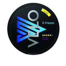 Dose Velo Kautabak X-Freeze Ultra 18g mit 18 Stück Chew Bags. 18 Stück Nikotin Pouches Velo X-Freeze Ultra in der 18g Kunststoffdose.