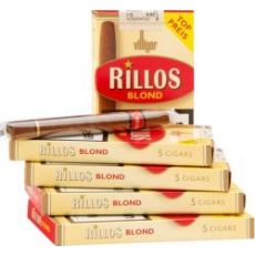 Schachtel Villiger Rillos Filterzigarillos Blond mit einem Inhalt von 5 Stück Zigarillos. Villiger Rillos Filterzigarillos Blond Stange mit 10 Packungen.