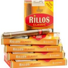 Schachtel Villiger Rillos Filterzigarillos Classic mit einem Inhalt von 5 Stück Zigarillos. Villiger Rillos Filterzigarillos Classic Stange mit 10 Packungen.