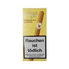 Packung Villiger Zigarren Premium No 3 Sumatra 5 Stück. 