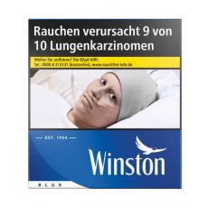 Schachtel Winston Zigarertten Blue 5XL. Blaue Packung mit weißer Winston Aufschrift mit Adler.