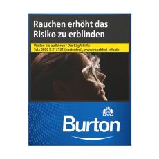 Schachtel Burton Zigaretten blau/blue - ehemals white mit einem Packungsinhalt von 25 Filterzigaretten. Burton Zigaretten blau/blue - ehemals white Stange mit 8 Packungen Filterzigaretten.