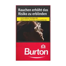 Schachtel Zigaretten Burton Original Rot L. Kleine rote Packung mit weißem Burton Logo.