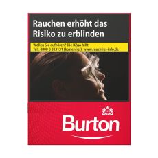 Schachtel Burton Original rot / red XL mit einem Packungsinhalt von 25 Zigaretten. Burton Original rot / red XL Stange mit 8 Packungen Filterzigaretten.