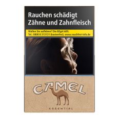 Schachtel Camel Essential Filter L mit einem Packungsinhalt von 20 Zigaretten, Camel Essential Filter Stange mit 10 Packungen.
