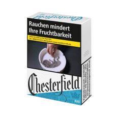 Schachtel Chesterfield Zigaretten blau / blue XL mit einem Packungsinhalt von 24 Zigaretten. Chesterfield Filterzigaretten blau / Blue XL Stange mit 8 Packungen.