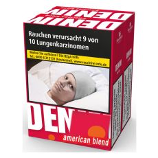 Schachtel Zigaretten Denim Red  Duo-Pack. Zwei rote Packung mit Punkten und großer weißer Denim und american blend Aufschrift.