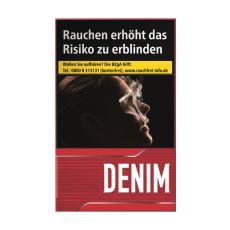 Packung Denim rot Zigaretten L. Rote Schachtel mit weißer Denim Aufschrift.