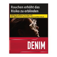 Packung Denim Zigaretten rot XL. Rote Packung mit weißer Denim Aufschrift.