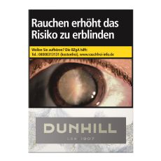 Schachtel Zigaretten Dunhill White Giga. Große weiß-marmorierte Packung mit goldener Dunhill Aufschrift.