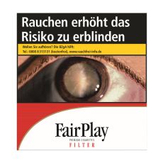 Schachtel ZIgaretten Fair Play Filter rot Jumbo. Weiß-rote Packung mit schwarzem Fair Play Logo.