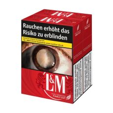 Schachtel Zigaretten L&M rot Duo Pack Maxi. Zwei rote Packung en mit Löwen und weißem L&M Logo.