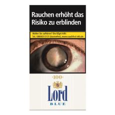 Schachtel Lord Zigaretten Blau / blue 100 Long mit einem Packungsinhalt von 20 Zigaretten, Lord Zigaretten Blau / blue 100 Long Stange mit 10 Packungen.