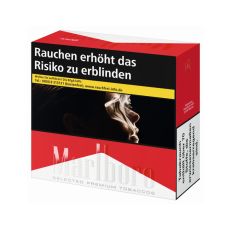 Schachtel Zigaretten Marlboro Zigaretten rot 5XL. Rot-weiße Packung mit Marlboro Logo.