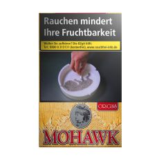 Schachtel Mohawk Zigaretten Origins red / rot ohne Zusätze mit einem Packungsinhalt von 20 Filterzigaretten, Mohawk Zigaretten Origins red / rot Stange mit 10 Packungen.