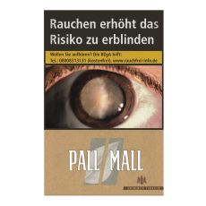 Schachtel Zigaretten Pall Mall Authentic silver. Braune Packung mit zwei grauen Streifen und weißem Pall Mall Logo.