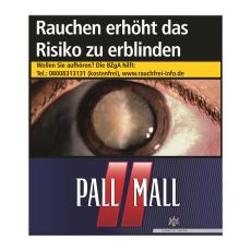 Schachtel Zigaretten Pall Mall rot Giga. Dunkelblaue Packung mit roten Streifen und weißem Pall Mall Logo.