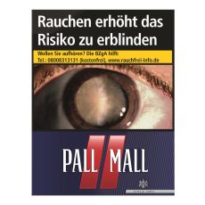 Schachtel Zigaretten Pall Mall rot XXL. Dunkelblaue Packung mit roten Streifen und weißem Pall Mall Logo.