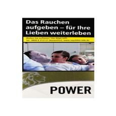 Schachtel Zigaretten Power Gold Maxi Pack. . Große gold-weiße Packung mit Löwenkopf und schwarzer Power Aufschrift.