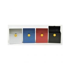 Zigarettenbox mit bunt-uni mit  Tast-Funktion aus Kunststoff mit einer Füllmenge von 25 Zigaretten. Zigarettenetui 25iger bunt-uni mit Tast-Funktion aus Kunststoff 