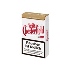 Schachtel Chesterfield Filterzigarillos rot/red King Size mit einem Packungsinhalt von 17 Zigarillos, Chesterfield Filterzigarillos rot/red Naturdeckblatt Stange mit 10 Packungen.