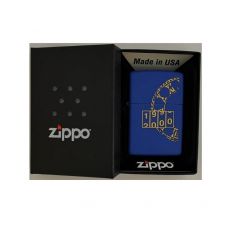 Schachtel Zippo Feuerzeug  Millenium blue matte/gold. Box Windfeuerzeug Zippo blau matt/gold.