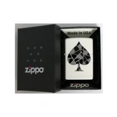 Schachtel Zippo Feuerzeug POKER ACE SPADE WHITE MATTE. Box Windfeuerzeug Zippo Poker Ass weiss matt.
