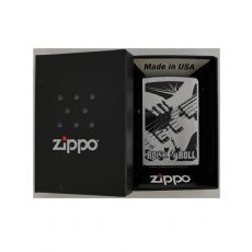 Schachtel Zippo Feuerzeug Rock and Roll chrome/black. Box Windfeuerzeug Zippo Rock and Roll chrome/schwarz.