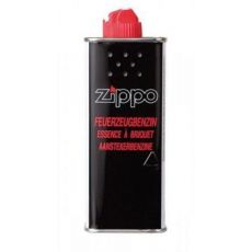 Schwarze Dose Zippo Premium Feuerzeugbenzin 125ml mit rotem Kunststoff-Ventil und weiss-rotem Zippo Logo.