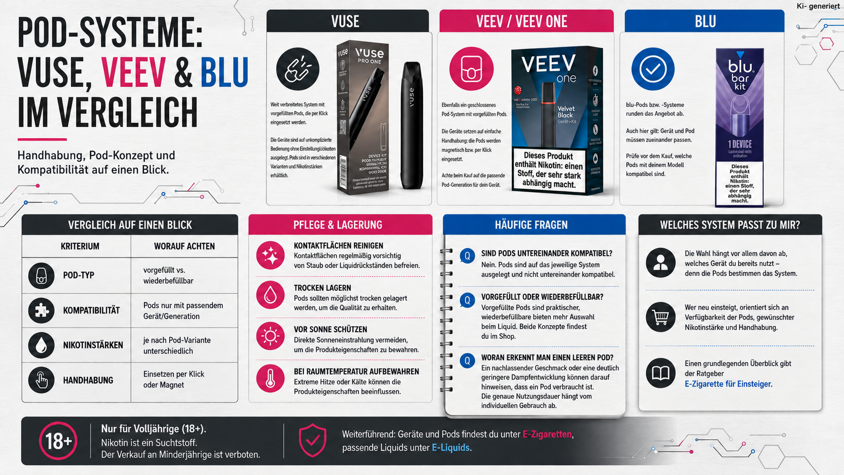 Pod-Systeme im Vergleich: Vuse, Veev & blu