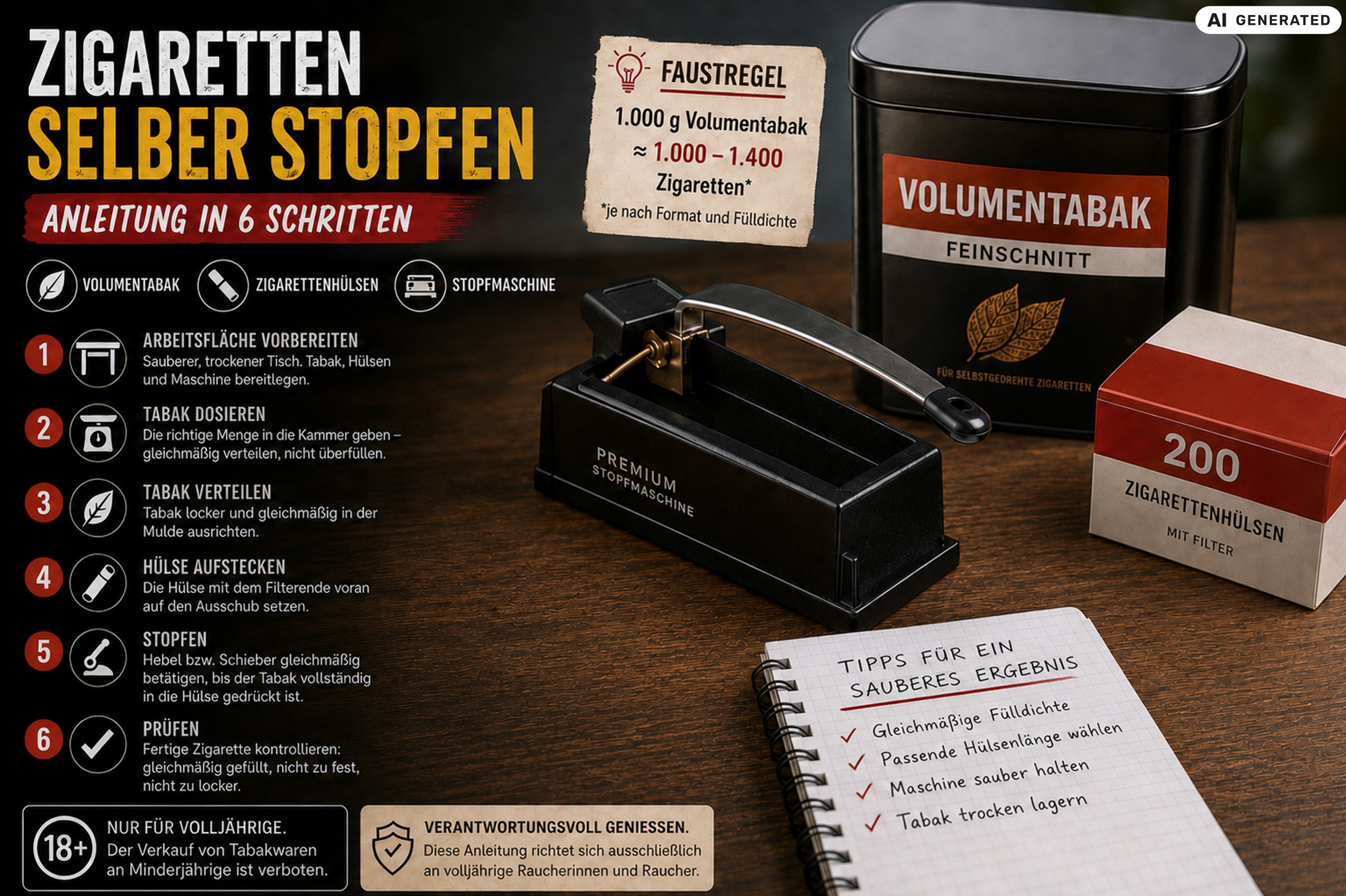 Zigaretten selber stopfen: Anleitung in 6 Schritten
