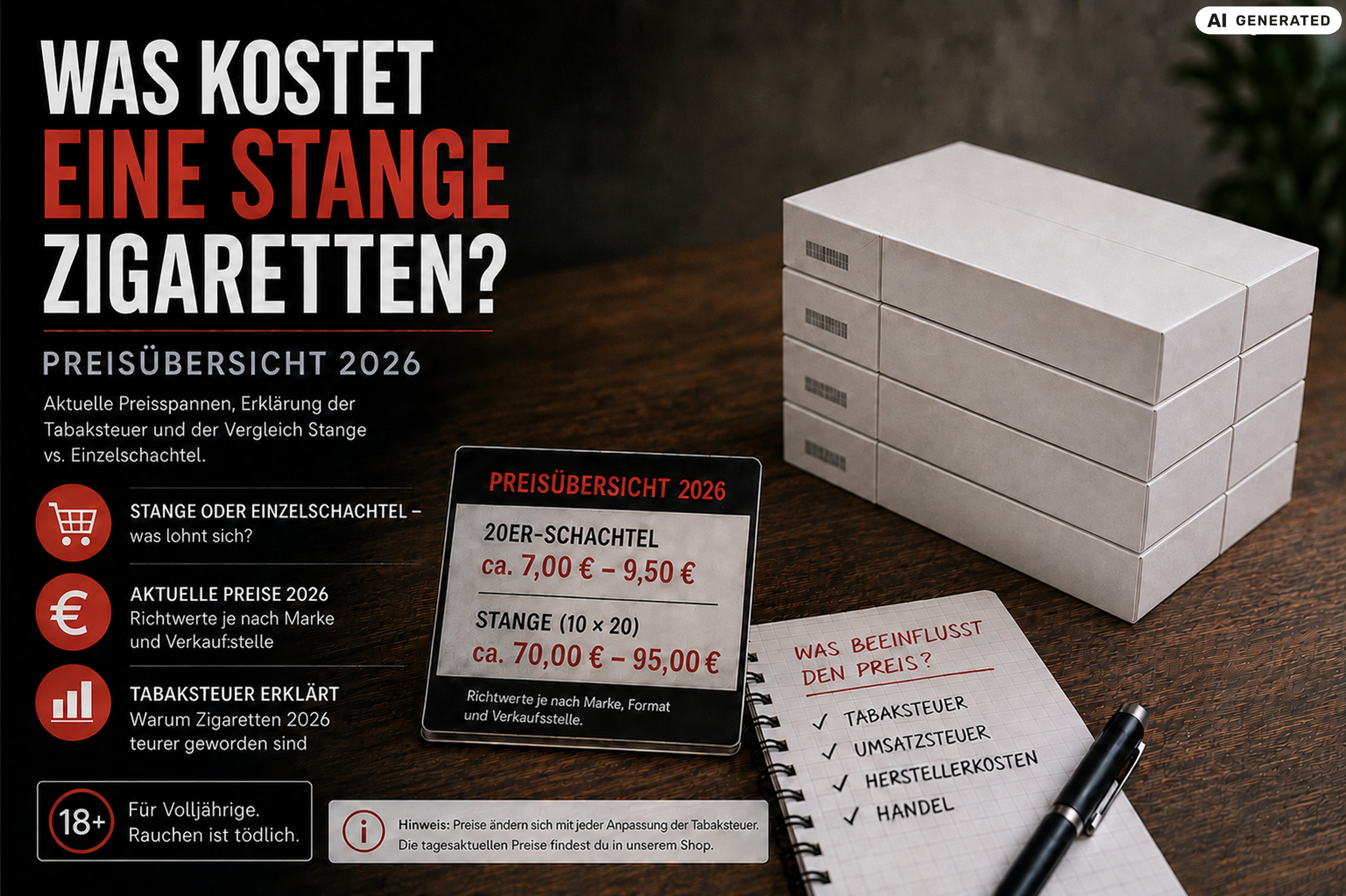 Was kostet eine Stange Zigaretten 2026? Alle Marken & Preise im Überblick