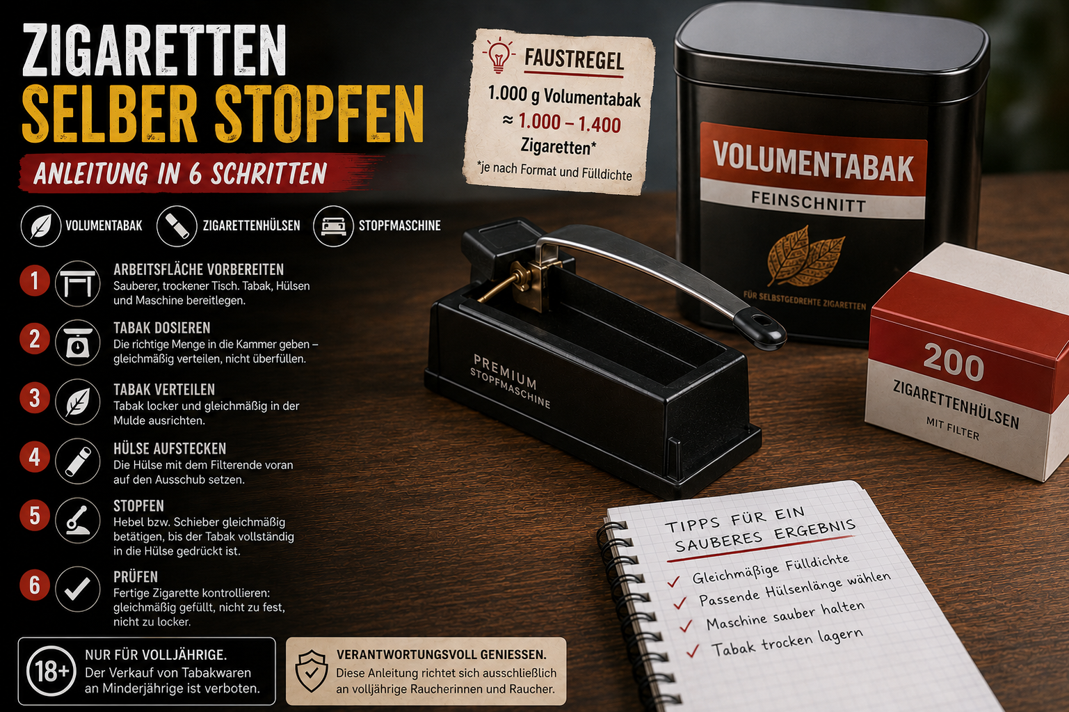 Zigaretten selber stopfen: Anleitung in 6 Schritten